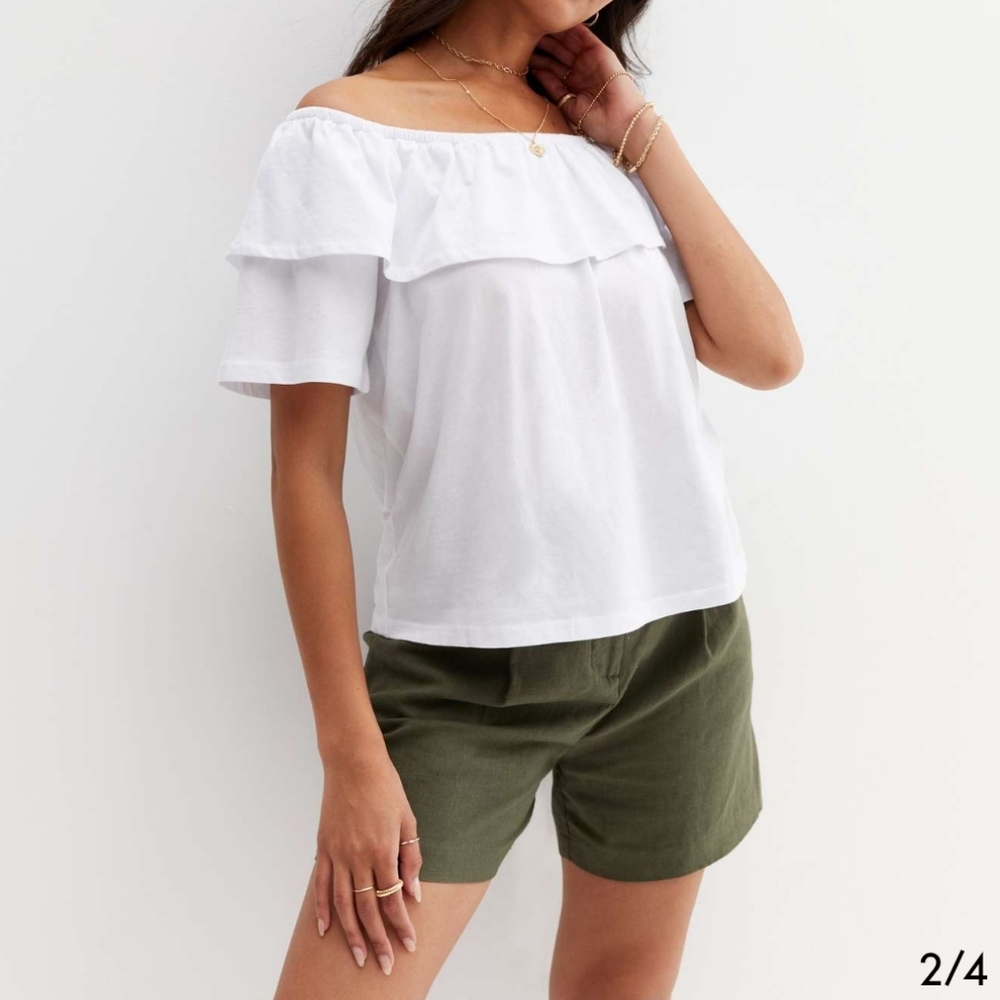 Final Touch Apparel Off The Shoulder Two Teir 3/4 Sleeve Top